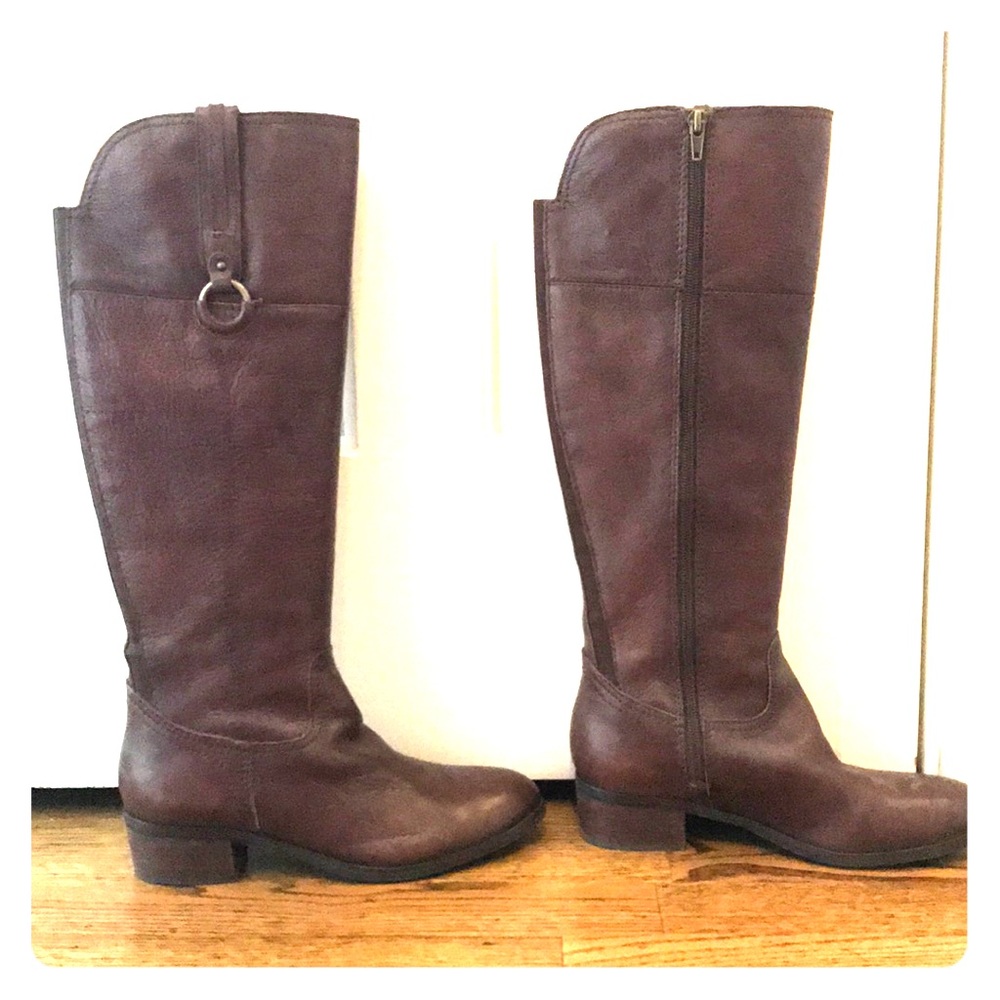 Brown leather riding boots